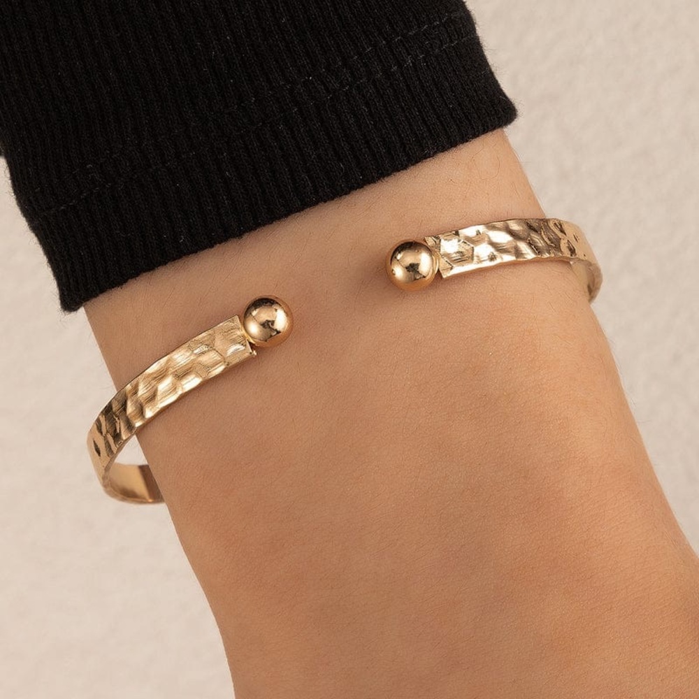 Hammered Gold Cuff Bracelet - luxury aesthetic